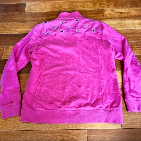 Vineyard Vines Hot Pink Whale Print Quarter-Zip Pullover Sz Small - Picture 8 of 9
